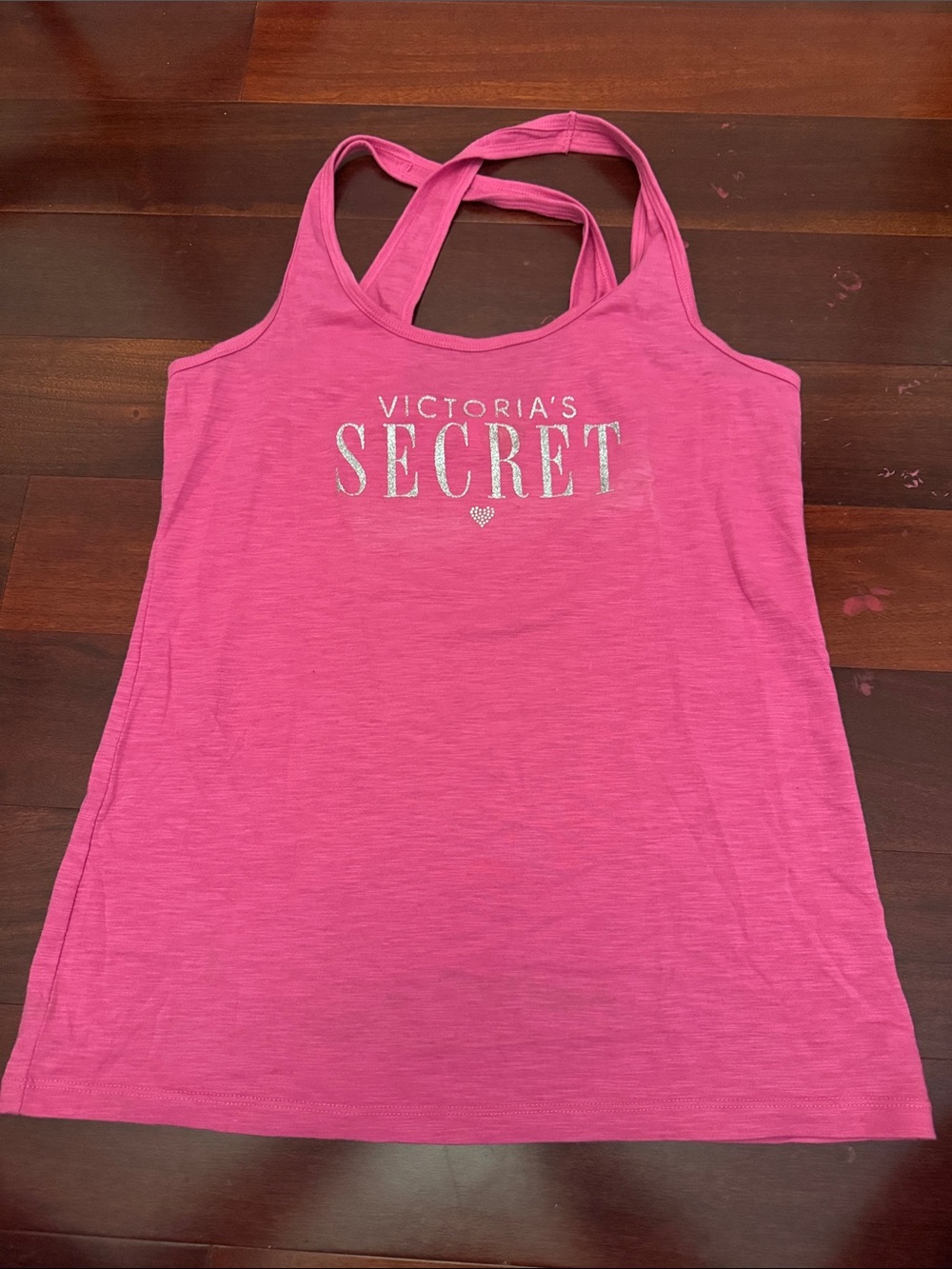 Victoria's Secret Pink Logo Tank Top with Crisscross Straps Large